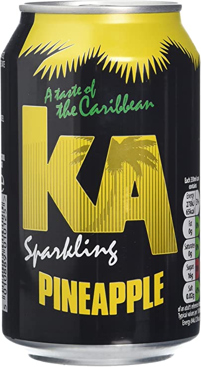 KA Sparkling Pineapple | 24 x 330ml Cans | Based on Original Jamaican Soft Drink Recipes | A Taste of the Caribbean
