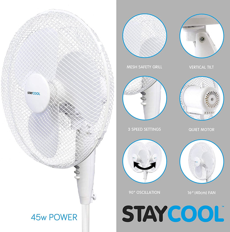 STAYCOOL Wall Mount Fan, Plastic, White