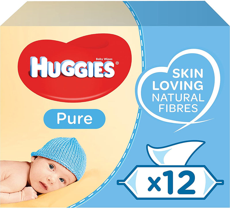 Huggies Pure Baby Wipes Pack of 12 X 56 Wipes - Total 672 Wipes