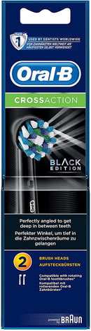 Oral-B Cross Action Black Electric Brush Heads, Pack of 2