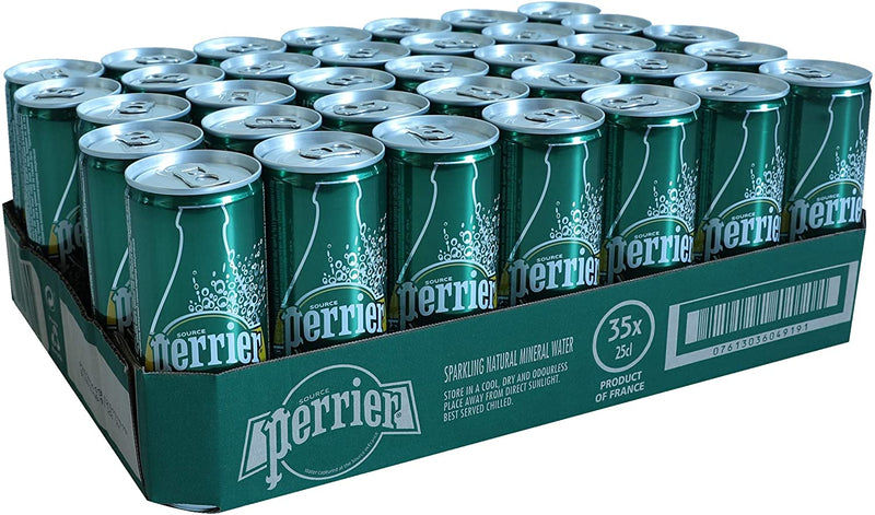 Perrier Sparkling Natural Mineral Water Cans 35x250ml