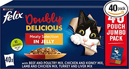 Felix Doubly Delicious Cat Food Meaty, 40 x 100g