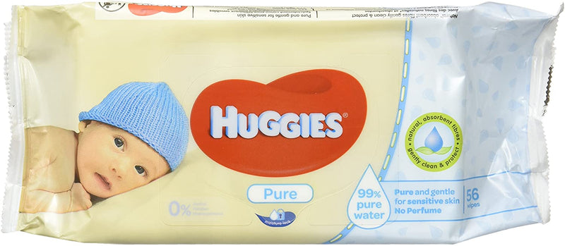 Huggies Pure Baby Wipes Pack of 12 X 56 Wipes - Total 672 Wipes