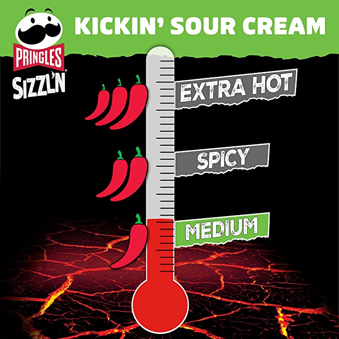 Pringles Sizzl'n Medium, Kickin' Sour Cream, 180g (Pack of 6)