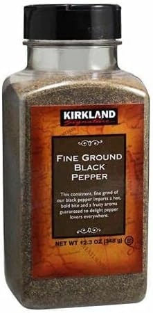 Kirkland Signature Spice Seasoning Dressing Fine Ground Black Pepper Jar 348g