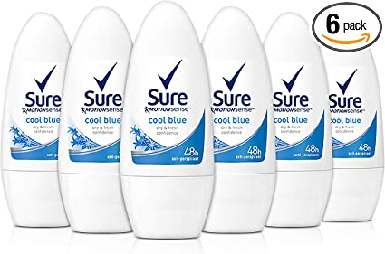 Sure Cool Blue Roll-On Antiperspirant Deodorant - 50 ml Pack of 6