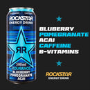 Rockstar XDurance Energy Drink, Blueberry Pomegranate and Acai, 12 x 500 ml