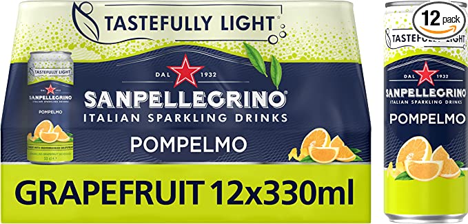 San Pellegrino italian Sparkling Drinks Soft Drink, Grapefruit flavour, 12x330ml