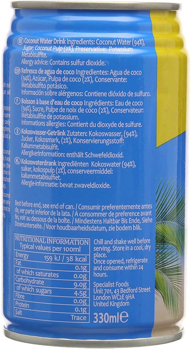 Tropical Sun Coconut Water with Pieces - Pack of 12 x 330ml