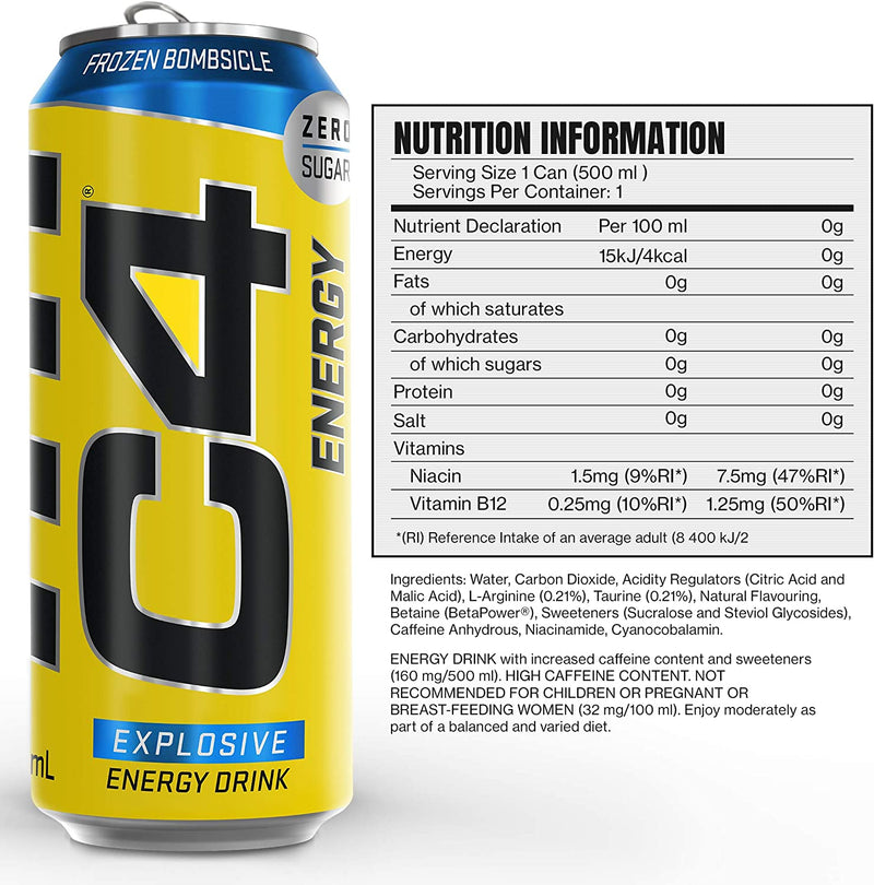 Cellucor C4 Frozen Bombsicle Energy Drink 12 x 500ml