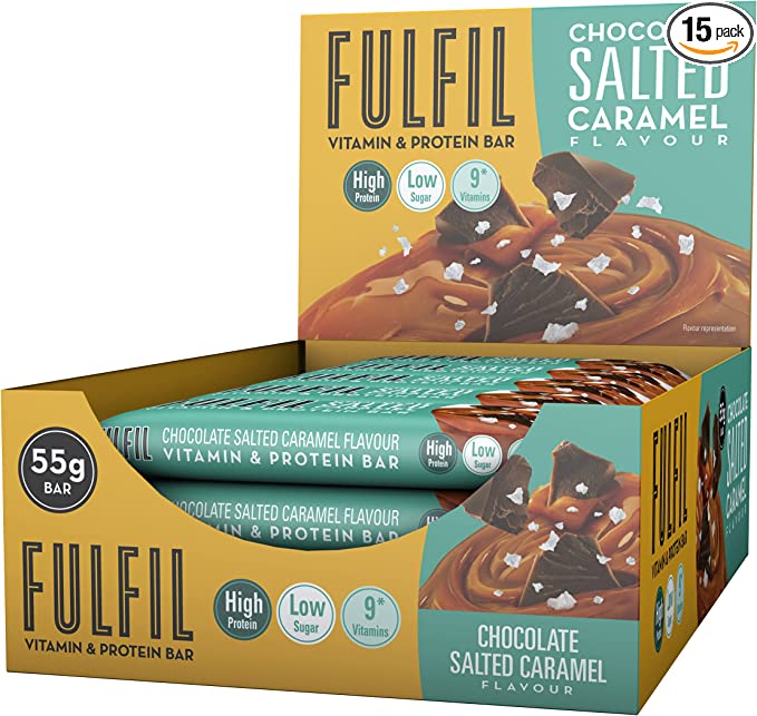 FULFIL Vitamin and 20g High Protein Bar, 15 x 55g - Chocolate Salted Caramel Flavour