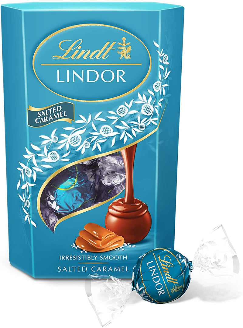 Lindt LINDOR Milk Salted Caramel Chocolate Truffles Box, 200 g
