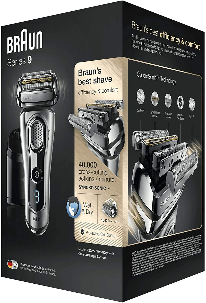 Braun Series 9 9292CC Men's Electric Wet & Dry Shaver with Cleaning & Charging Station