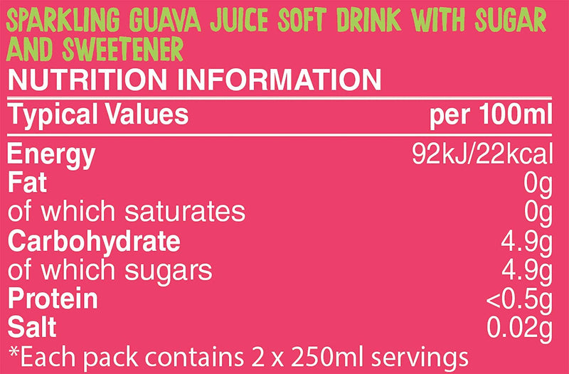Rubicon Sparkling Guava Juice Drink Pack of 12x500ml
