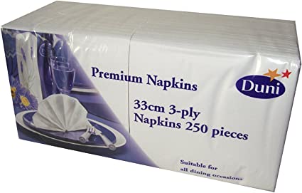 Duni 250 Large Premium Napkins (33cm 3ply), White