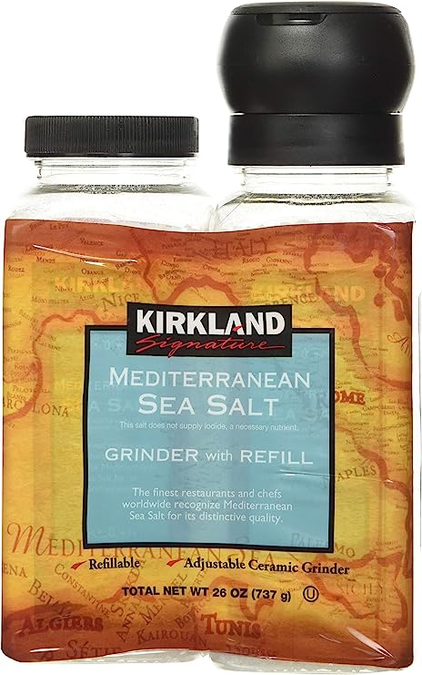 Kirkland Signature Mediterranean Sea Salt Spice Adjustable Grinder + Refill 737g