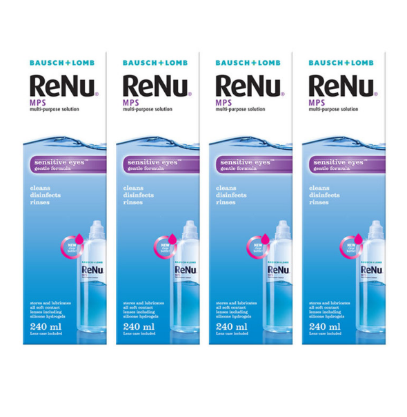 Bausch & Lomb ReNu Multi-Purpose Contact Lens Disinfectant Solution, 4 x 240ml - Papaval