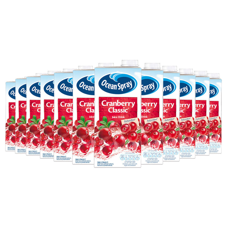 Oceanspray Cranberry Juice, 12 Pack x 1L - NEW PACK