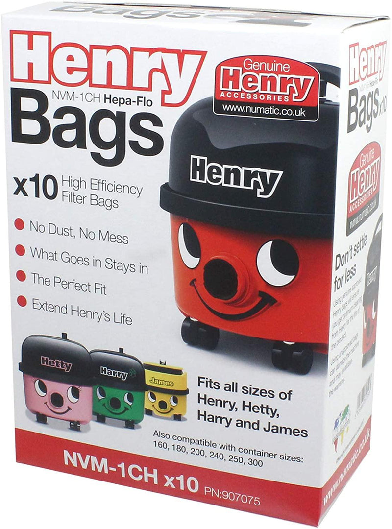 Henry NVM-1CH HepaFlo Vacuum Bags Box of 8 x Packs of 10 - Papaval