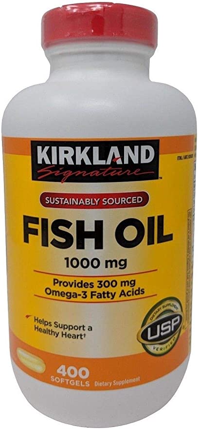 Kirkland Signature Natural Fish Oil Concentrate With Omega-3 Fatty Acids, 400 Softgels, 1000Mg
