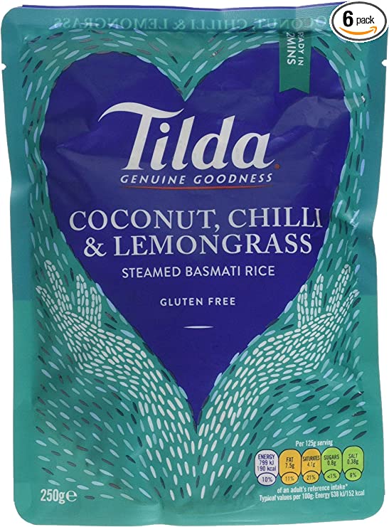 Tilda Steamed Basmati Rice Coconut, Chilli & Lemongrass (250g) - Pack of 6