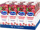 Ocean Spray Cranberry & Raspberry Juice Drink Pack of 12x1L Carton