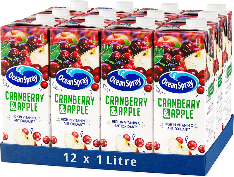 Ocean Spray Cranberry & Apple Juice Drink, 1L Carton (Pack of 12)