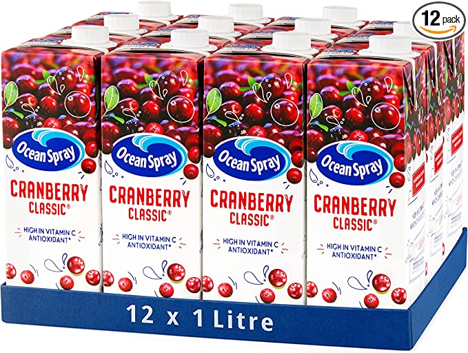Ocean Spray Classic Cranberry Juice Drink, 1L Carton (12-Pack)