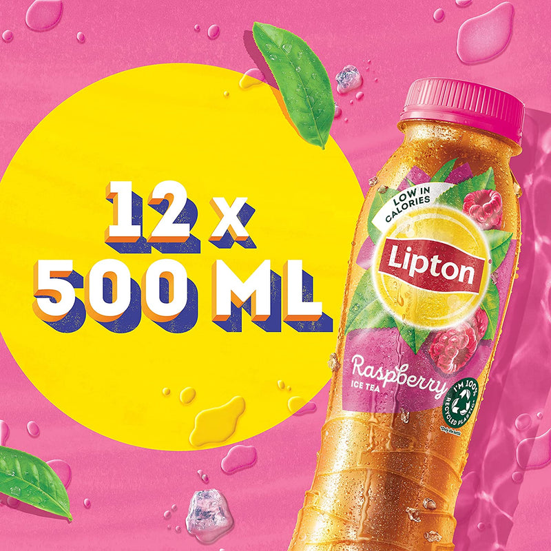 Lipton Ice Tea Raspberry Soft Drink (Pack Of 12 x 500 ml)