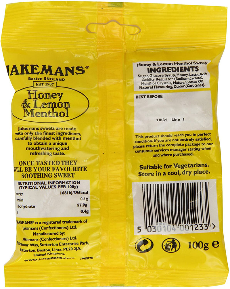 Jakemans Honey & Lemon Menthol Sweets 10 x 100gm