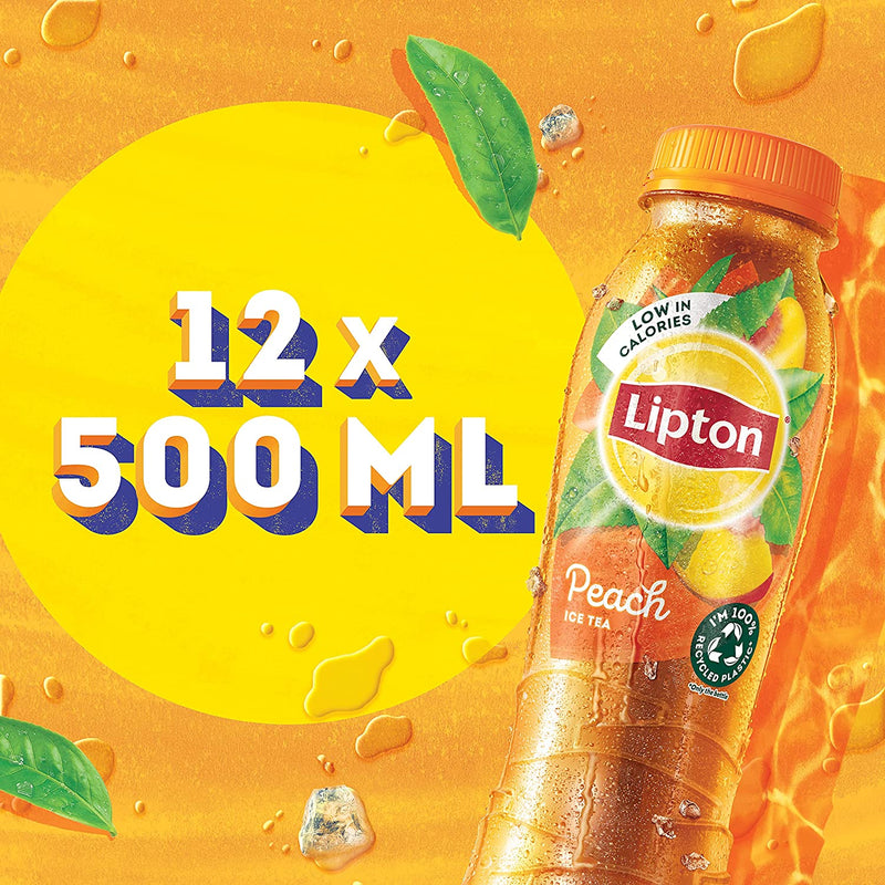 Lipton Ice Tea Peach Soft Drink (Pack Of 12 x 500 ml)
