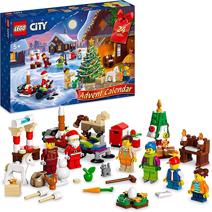LEGO 60352 City Advent Calendar 2022, Childrens' Christmas Toys with Santa Claus Minifigure & Festive Playmat, Countdown Present for Kids