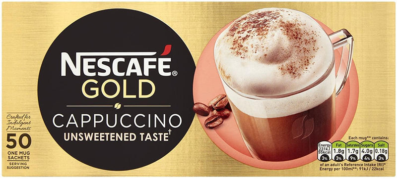Nescafé Gold Cappuccino Unsweetened Taste high quality Sachets, 50 x 14.2g - Papaval