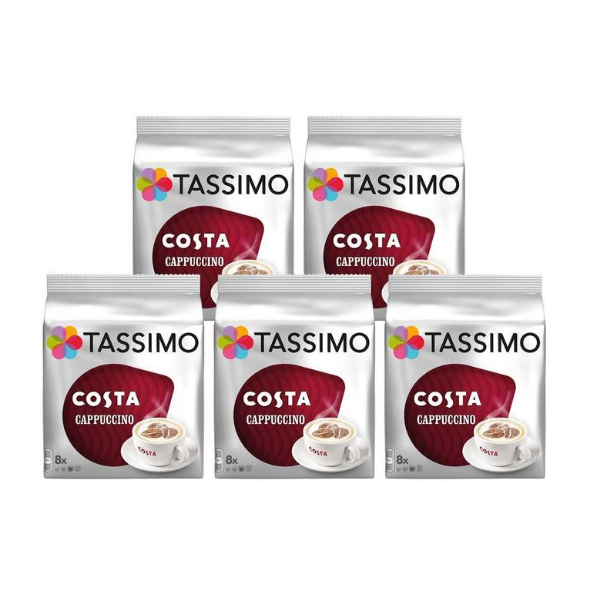 Costa Tassimo Cappuccino Coffee Pods Pack of 5 X 8'S, 40 servings - Papaval