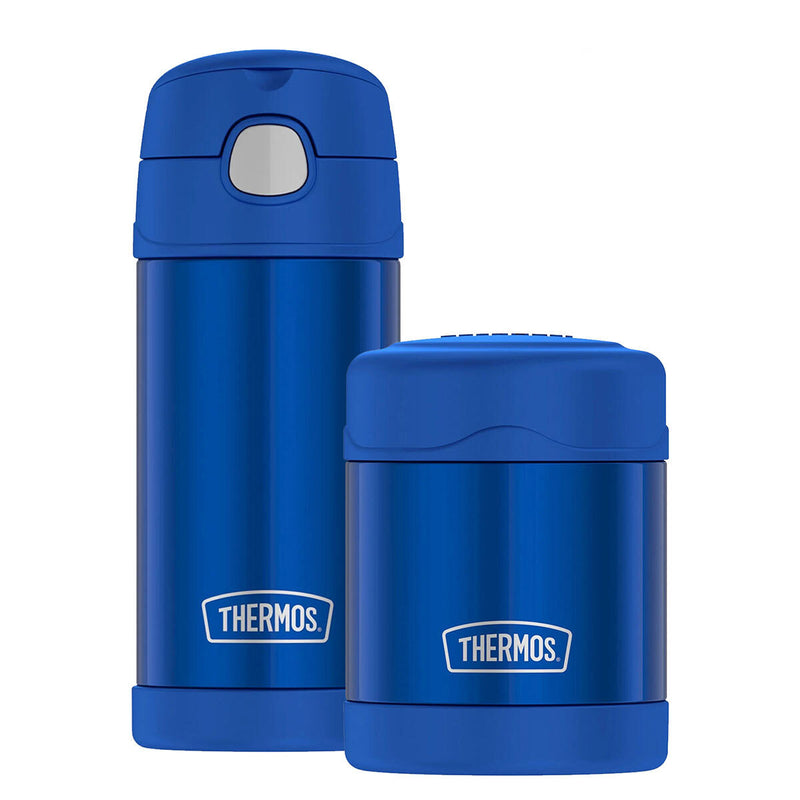 Thermos FUNtainer Food Flask and Water Bottle in Blue,  2 PC (Pink, 2 PC Set)
