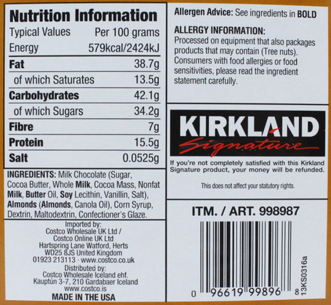 Kirkland Signature Milk Chocolate Almonds, 1.36kg