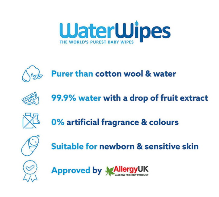 WaterWipes Chemical Free Baby Wipes, 12 x 60 Wipes