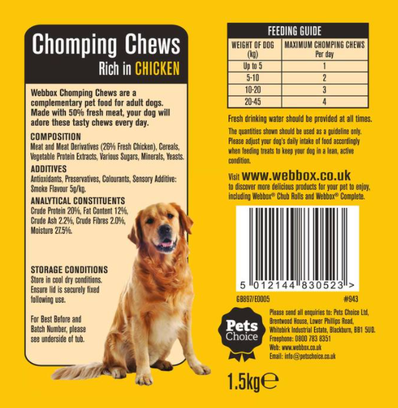 Webbox Meaty Chomping Chews (Chicken), 1.5kg