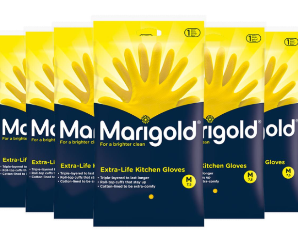 Marigold Extra Life Kitchen Gloves, Pack of 6 Medium