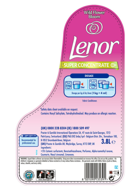 Lenor Wildflower Fabric Conditioner, 3.8L (190 Wash)