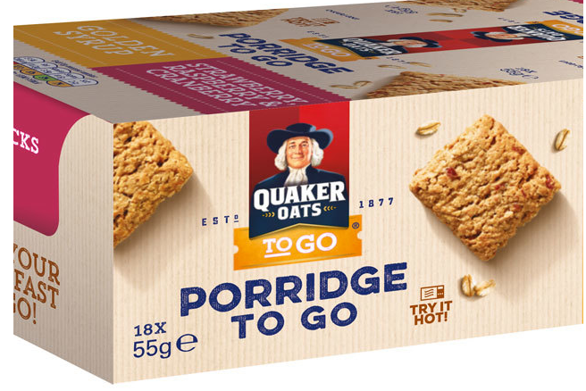 Quaker Oats Porridge To Go Breakfast Squares Variety Pack of 18 x 55g