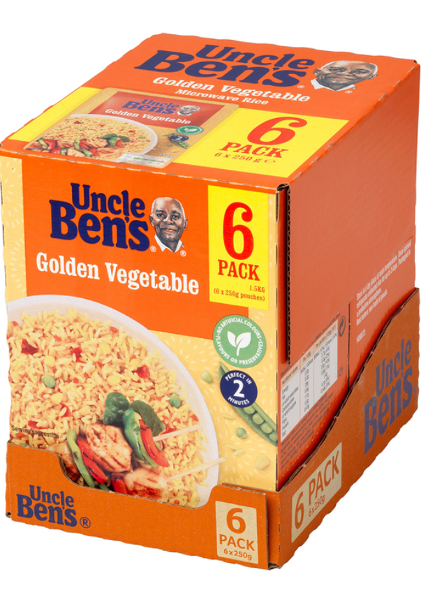 Uncle Ben's Golden Vegetable Microwave Rice, 6 x 250g
