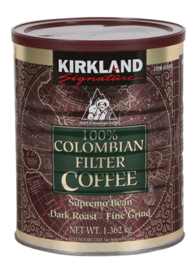 Kirkland Signature 100% Colombian Ground Filter Coffee, 1.362kg