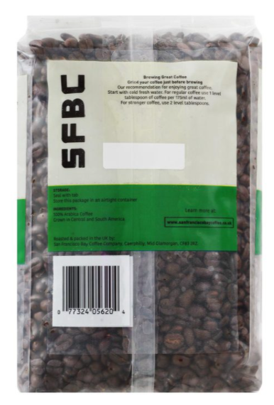 San Francisco Bay Organic Rainforest Blend Whole Bean Coffee, 908g