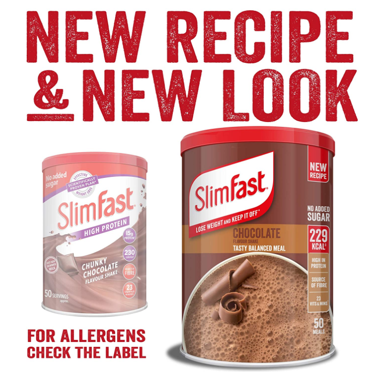SlimFast High Protein Powder in Chocolate Flavour, 1.825kg (50 Servings)