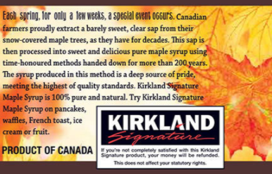 Kirkland Signature 100% Pure Grade A Amber Maple Syrup, 1L