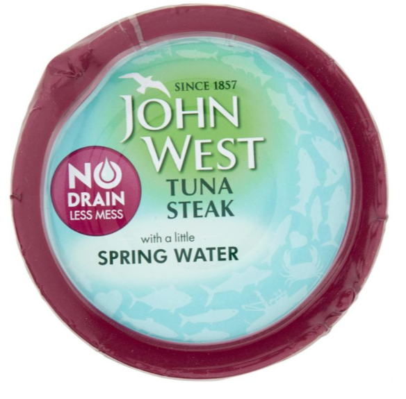 John West No Drain Tuna Steak in Spring Water, 5 x 110g