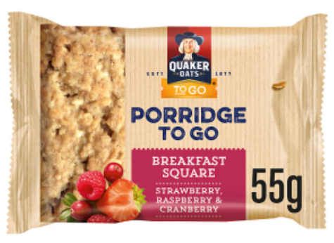 Quaker Oats Porridge To Go Breakfast Squares Variety Pack, 18 x 55g