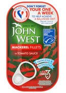 John West Mackerel Fillets in Tomato Sauce Pack of 10x125g