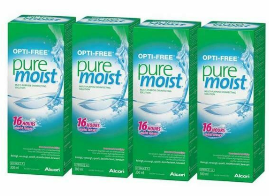 Opti-Free Pure Moist Multi-Purpose Disinfecting Solution, 4 x 300ml 6 Months